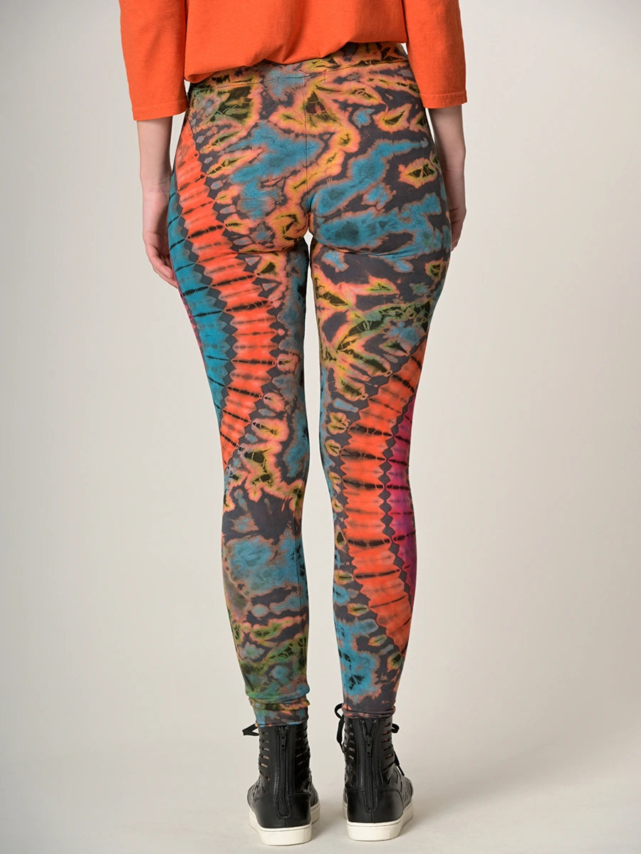 Tie Dye Leggings - Turquoise & Rust - Forgotten Tribes