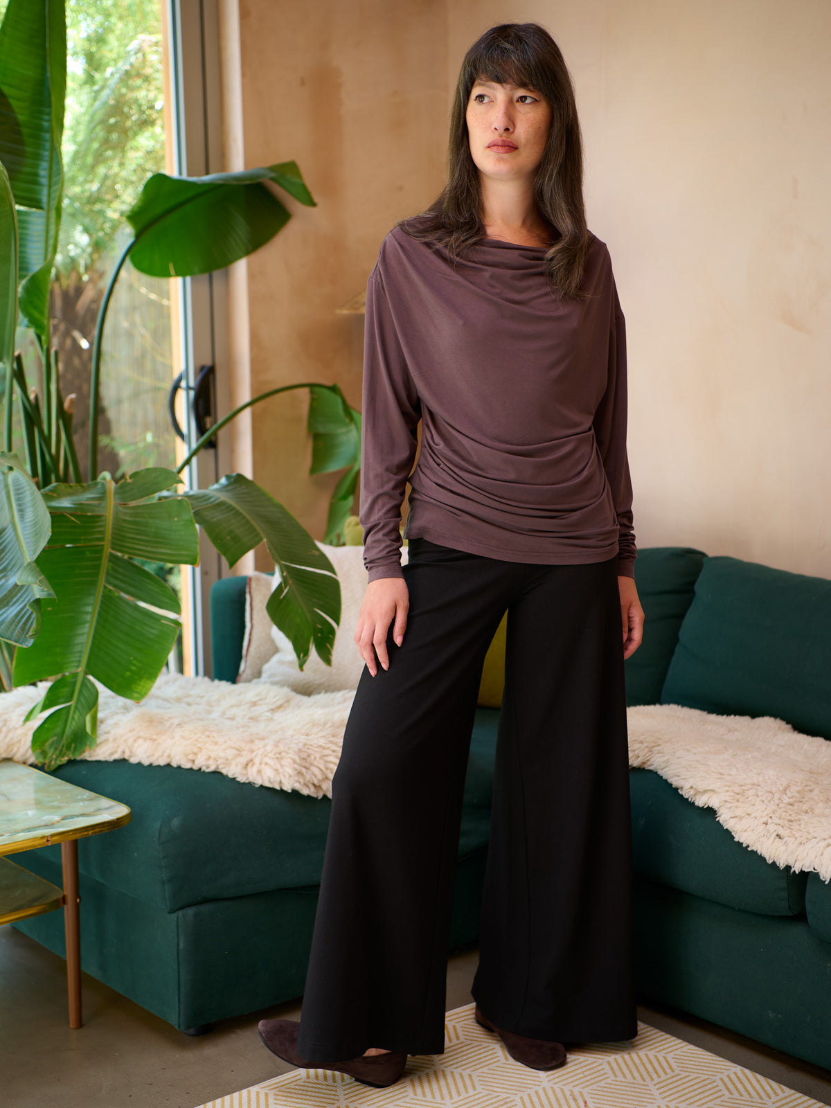 Talia - Hemp Viscose Cowl Neck Long Sleeve Top - Forgotten Tribes