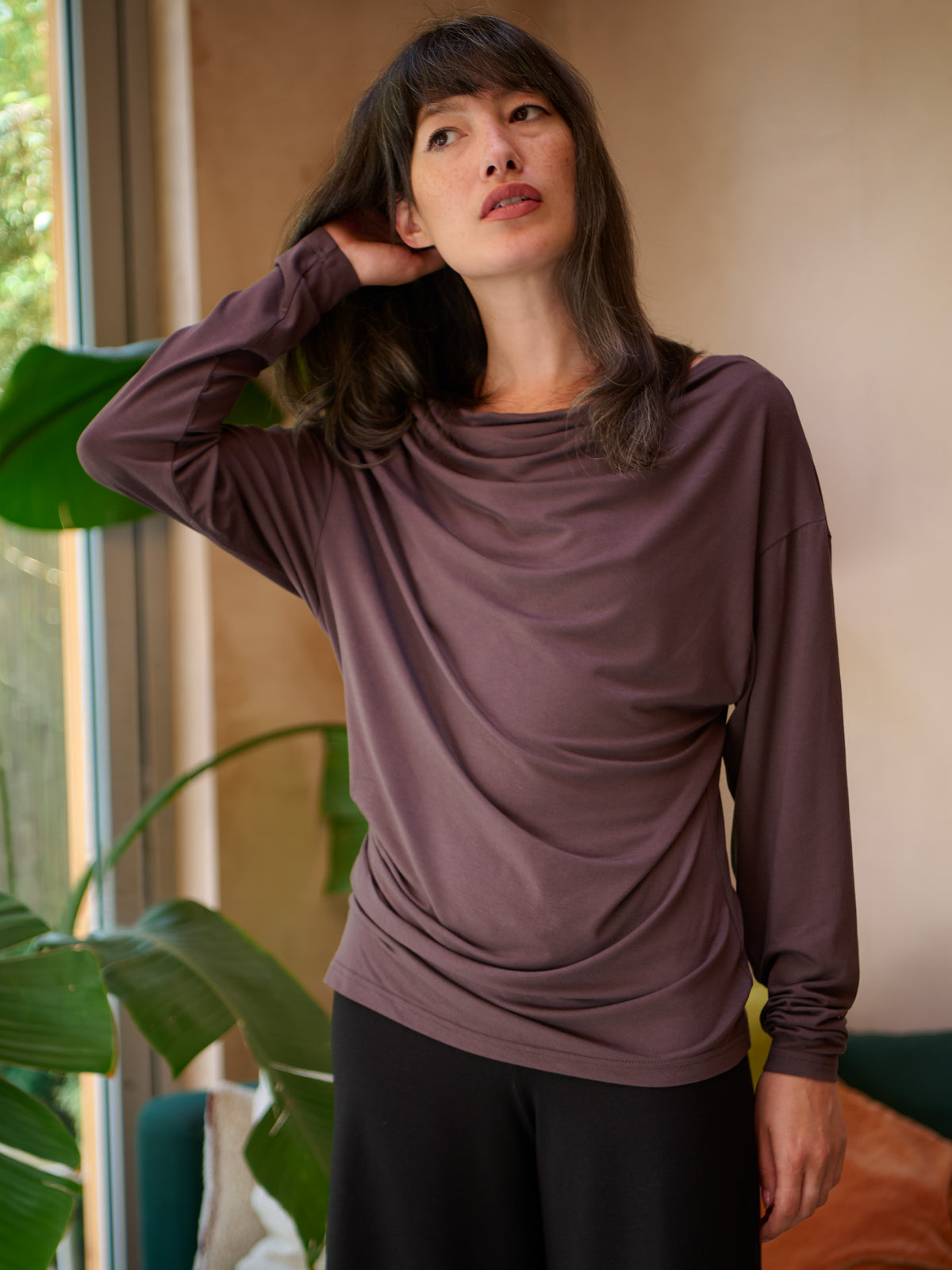 Talia - Hemp Viscose Cowl Neck Long Sleeve Top - Forgotten Tribes