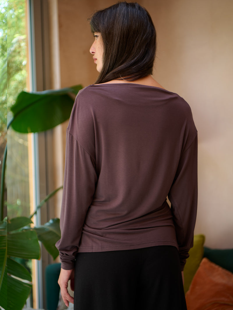 Talia - Hemp Viscose Cowl Neck Long Sleeve Top - Forgotten Tribes