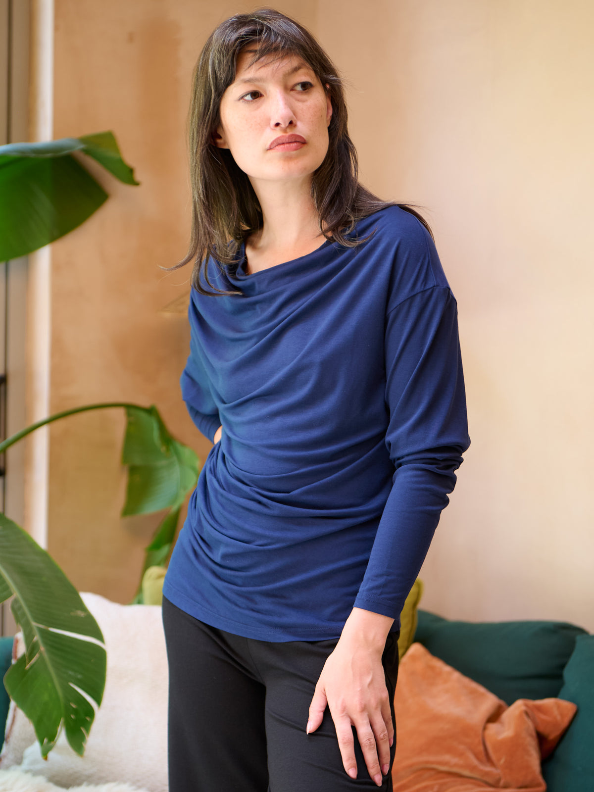 Talia - Hemp Viscose Cowl Neck Long Sleeve Top - Forgotten Tribes