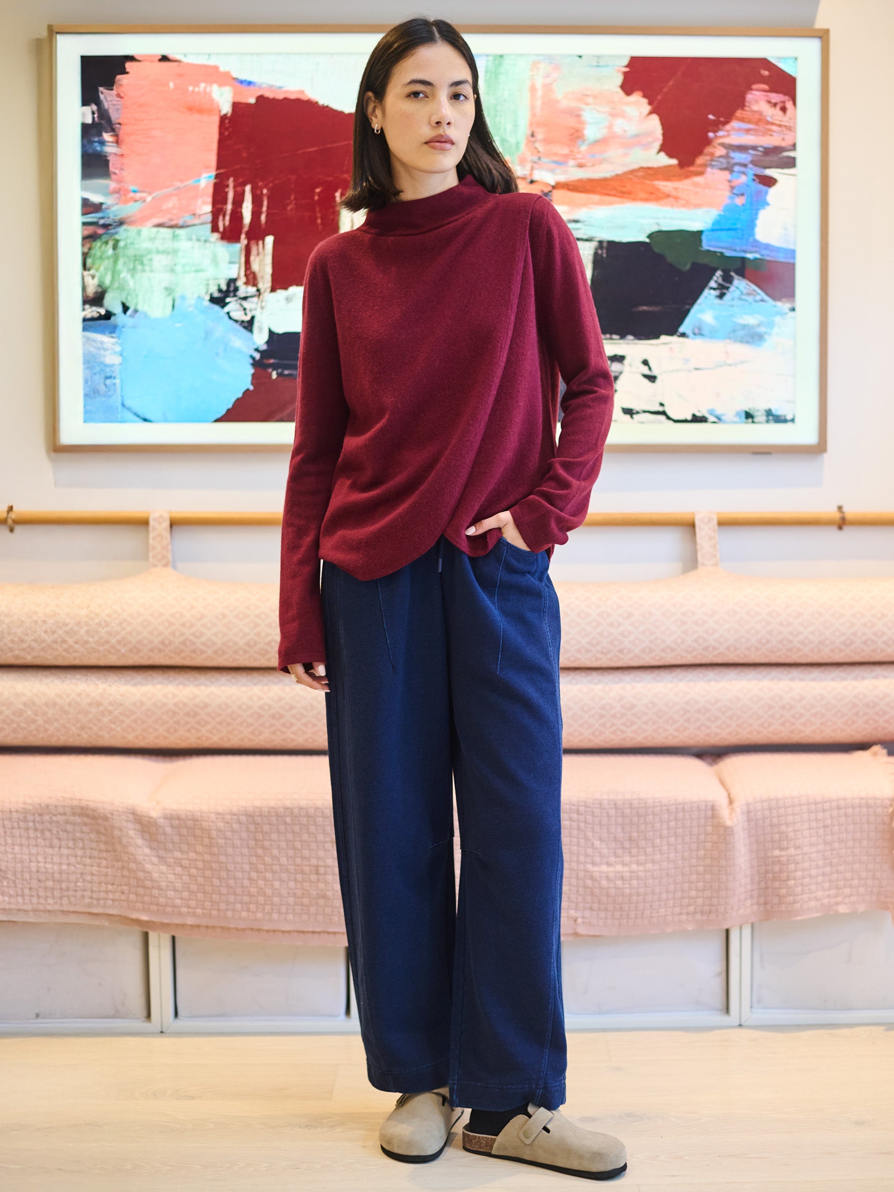 Iona - Merino Wool Bamboo Blend Sweater - Cordovan