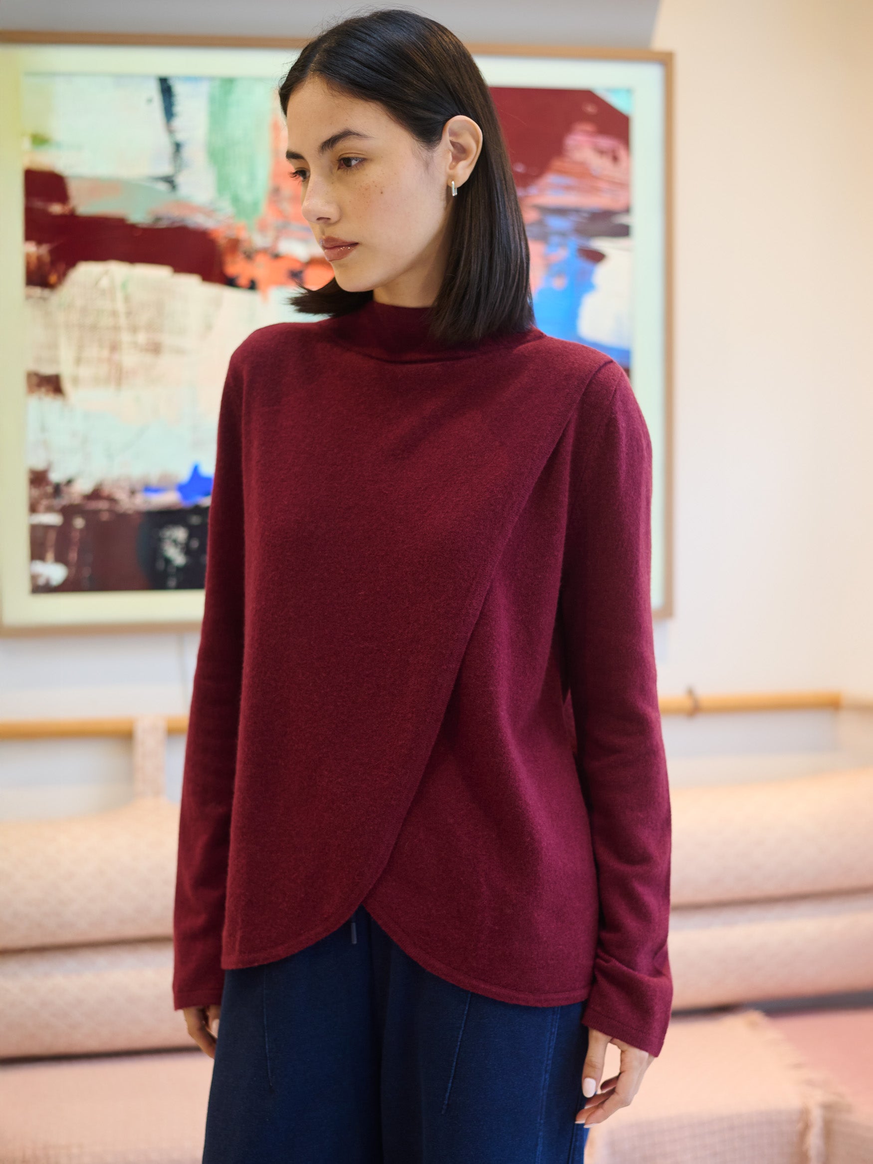 Iona - Merino Wool Bamboo Blend Sweater - Cordovan