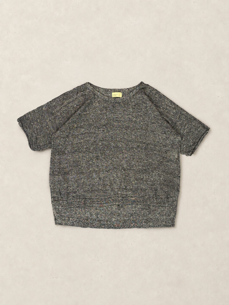 Vega - Linen Cotton Honeycomb Stitch Knitted Short Sleeve Top - Forgotten Tribes