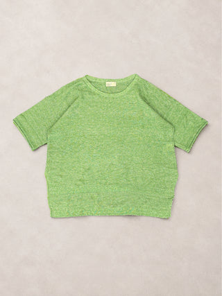 Vega - Linen Cotton Honeycomb Stitch Knitted Short Sleeve Top - Forgotten Tribes