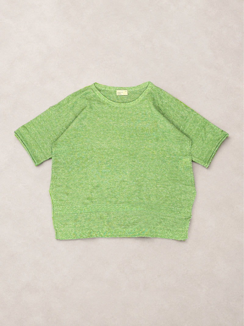 Vega - Linen Cotton Honeycomb Stitch Knitted Short Sleeve Top - Forgotten Tribes
