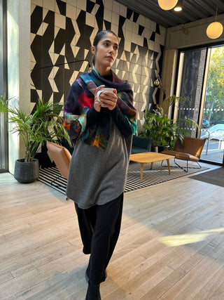 Silk Fine Wool Blend Water Colour Scarf - Turquoise - Forgotten Tribes