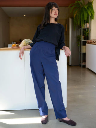 Rieu - Organic Cotton Trousers with Shirred Waist