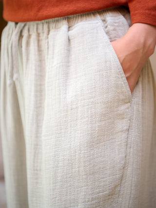 Aran - Hemp Organic Cotton Double Weave Wide Leg Trousers - Forgotten Tribes