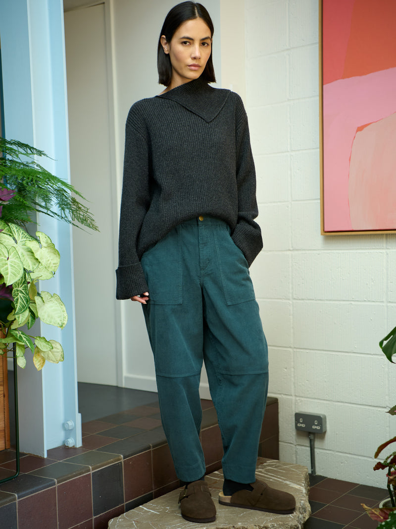 Sado - Organic Cotton Needlecord Barrel Leg Trousers