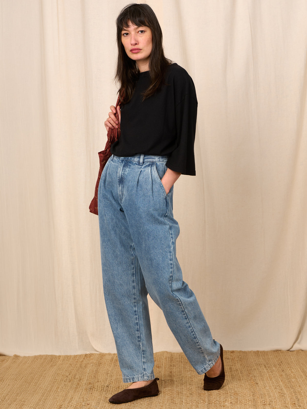 Eigg - Denim Pleated Jeans - Forgotten Tribes