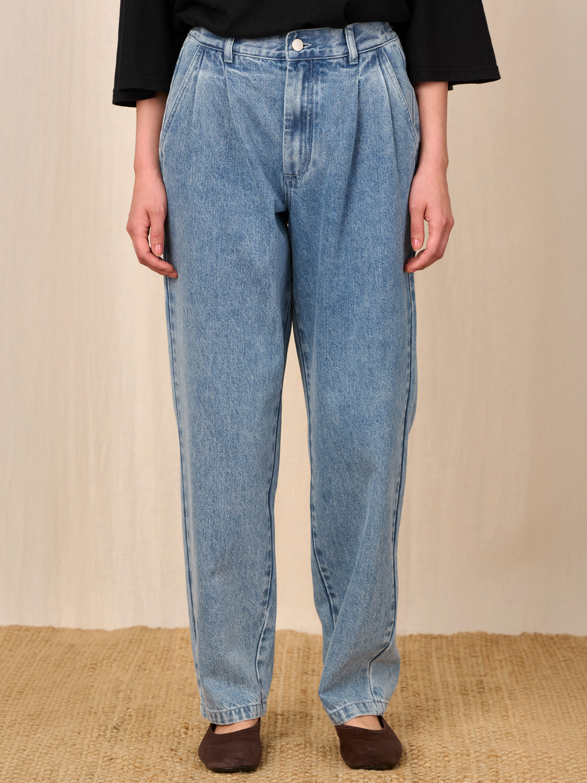 Eigg - Denim Pleated Jeans - Forgotten Tribes