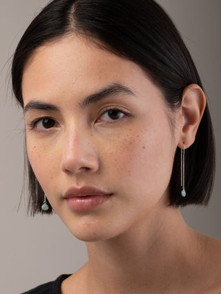 Sterling Silver Teardrop Gemstone Fine Chain Earrings - Forgotten Tribes