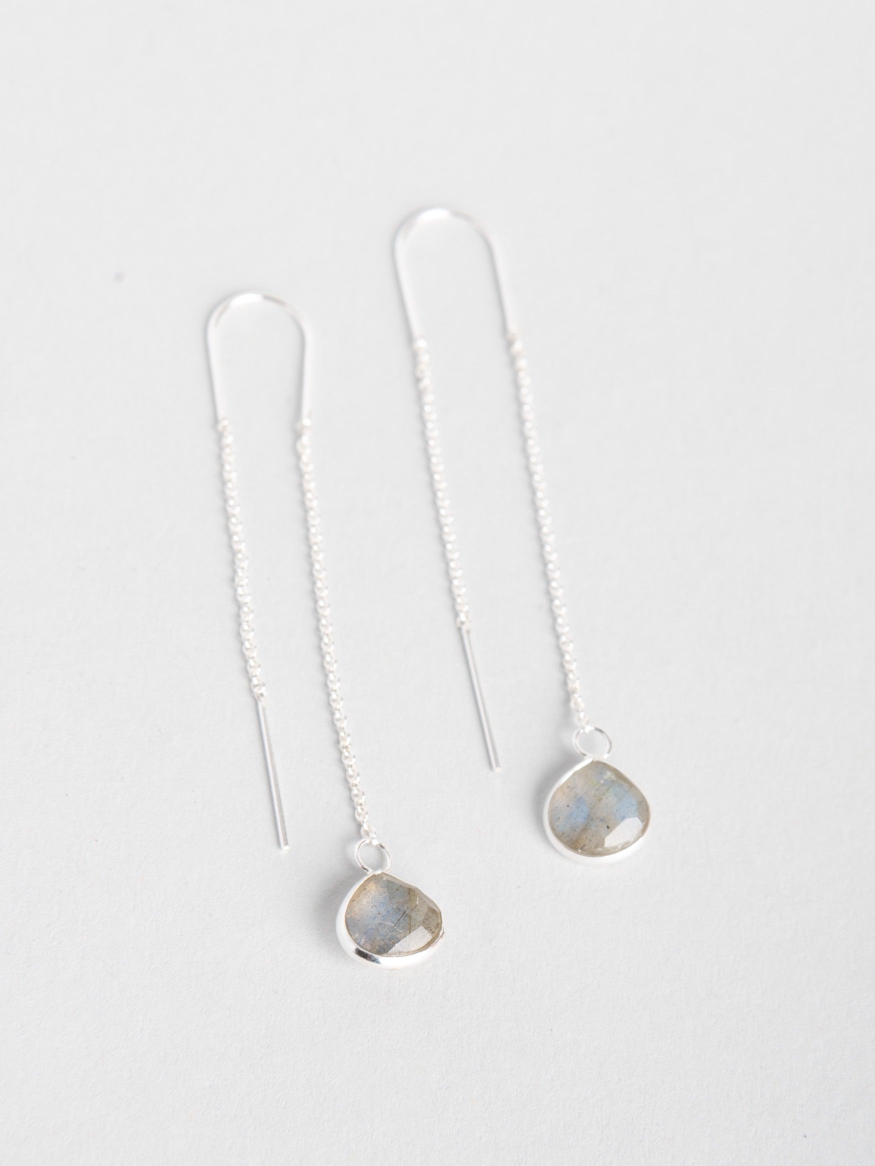 Sterling Silver Teardrop Gemstone Fine Chain Earrings - Forgotten Tribes