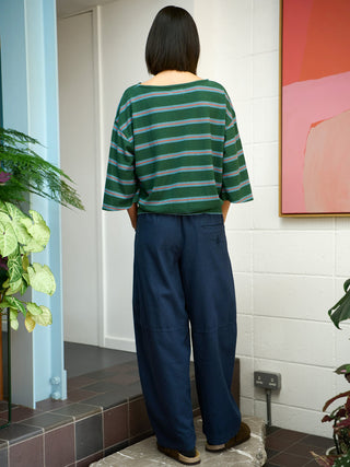 Luzon - Hemp Organic Cotton Wide Sleeve T-Shirt -Stripe - Forgotten Tribes