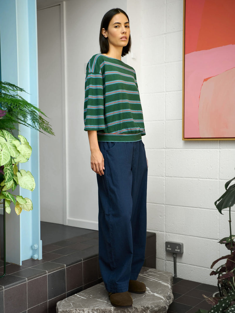 Luzon - Hemp Organic Cotton Wide Sleeve T-Shirt -Stripe - Forgotten Tribes