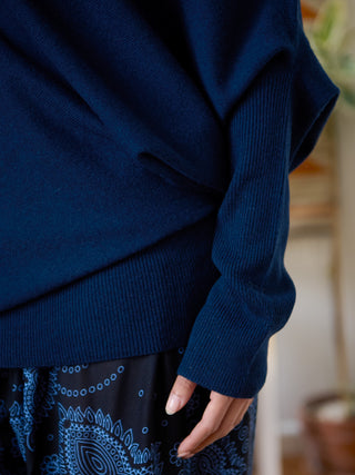 Yuna - Merino Wool Bamboo Blend Asymmetric Draped Jumper