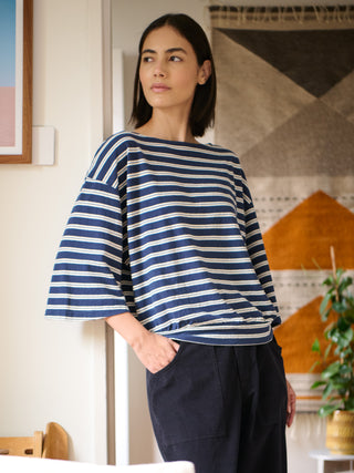 Luzon - Hemp Organic Cotton Wide Sleeve T-Shirt -Stripe