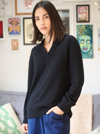 Shima - Cotton Cashmere Blend Polo Sweater - Forgotten Tribes