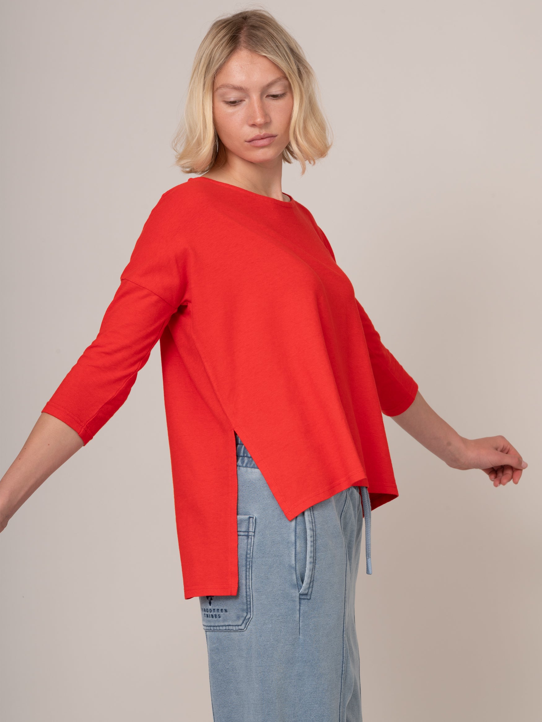 Heavyweight Hemp Organic Cotton Cropped Sleeve T-Shirt