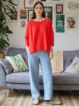 Sable - Denim Wash Fleece Straight Leg Trousers - Forgotten Tribes