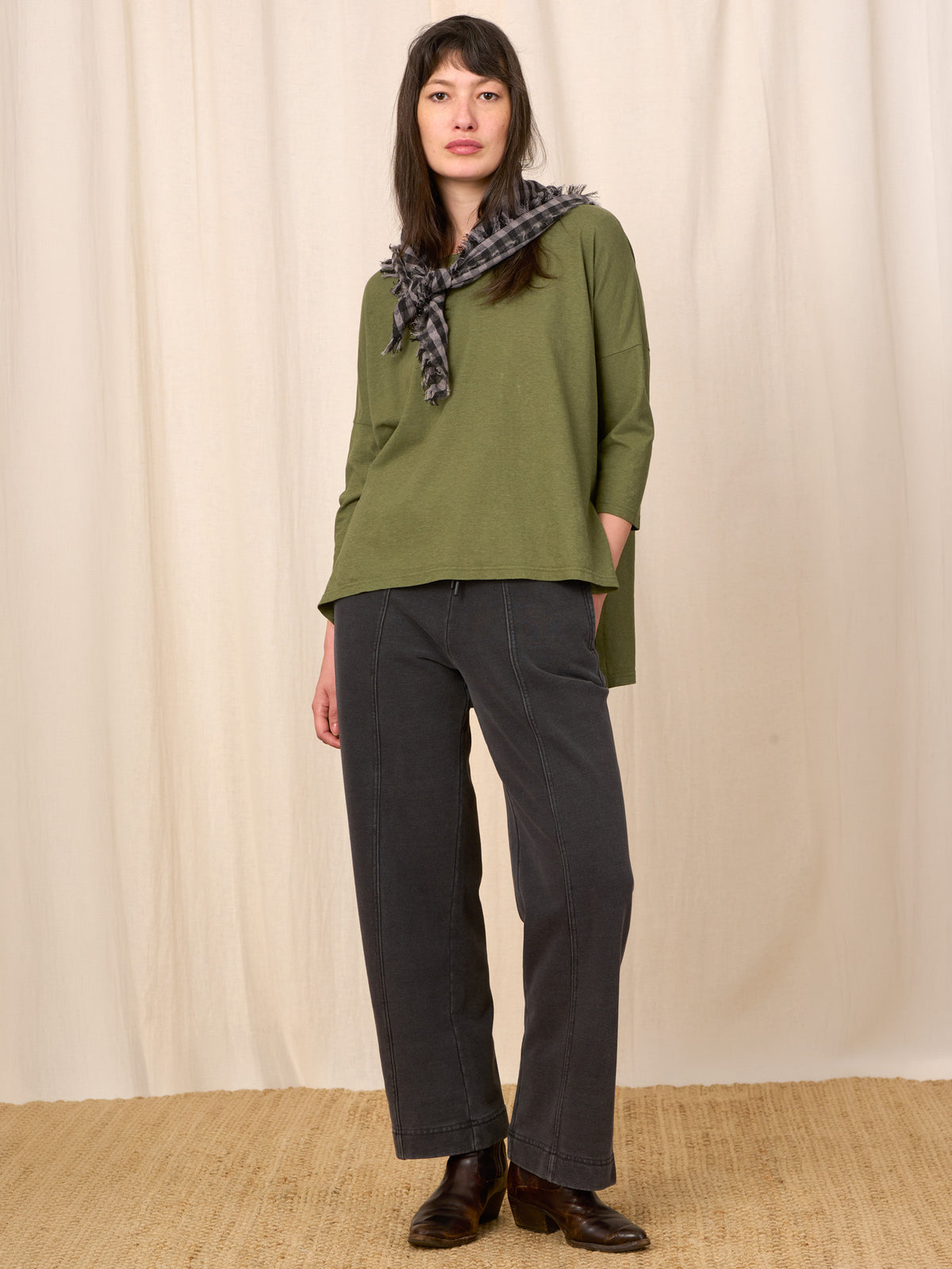 Sable - Denim Wash French Terry Straight Leg Trousers - Forgotten Tribes
