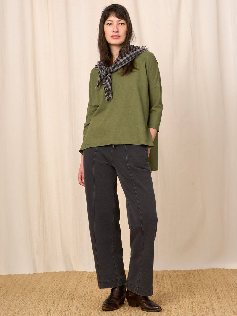 Sable - Denim Wash French Terry Straight Leg Trousers - Forgotten Tribes