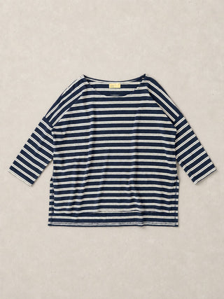 Gaya - Hemp Organic Cotton Cropped Sleeve T-Shirt - Stripes - Forgotten Tribes