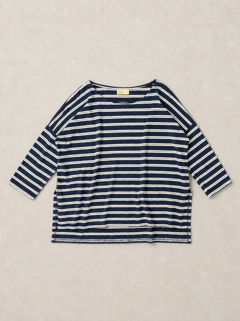 Gaya - Hemp Organic Cotton Cropped Sleeve T-Shirt - Stripes - Forgotten Tribes