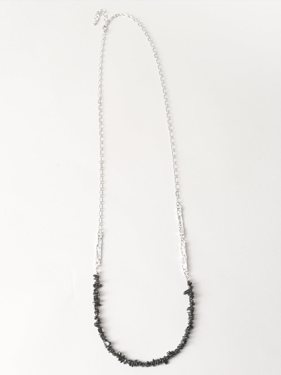 Textured Silver and Onyx Beads Necklace - Forgotten Tribes
