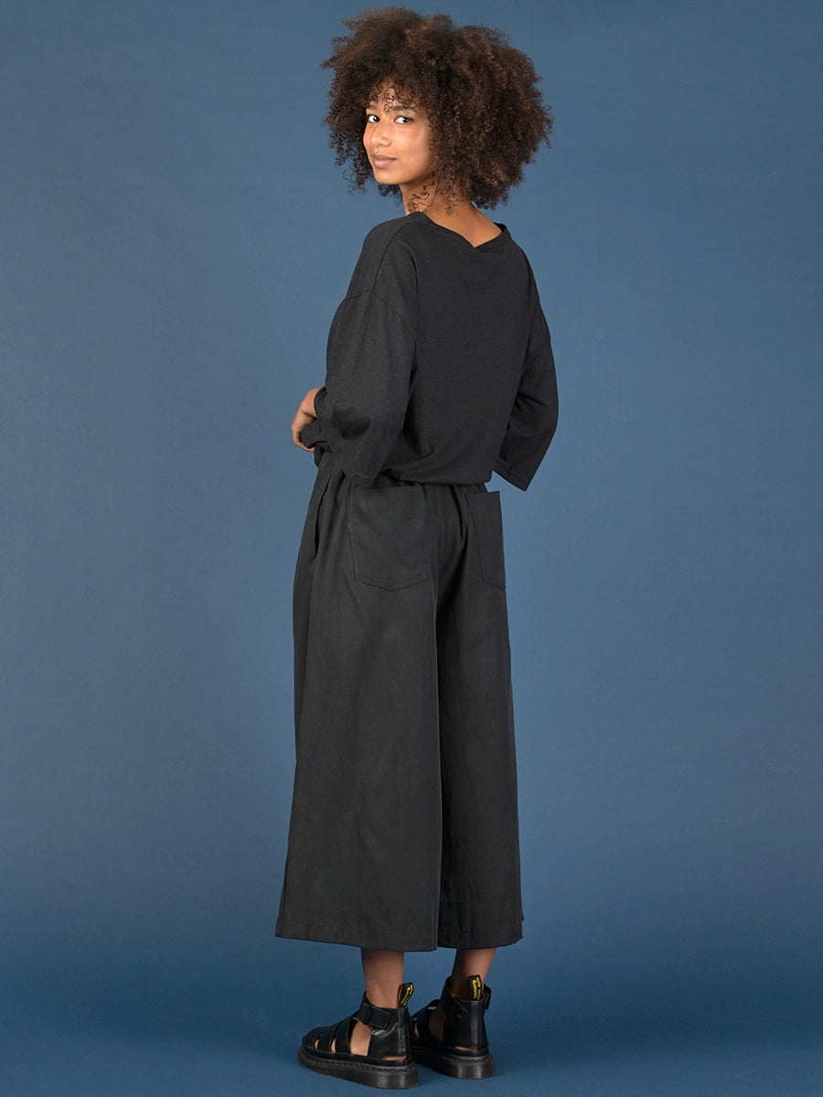 Cropped Wide Leg Tencel® Trousers with Back Pockets - Forgotten Tribes