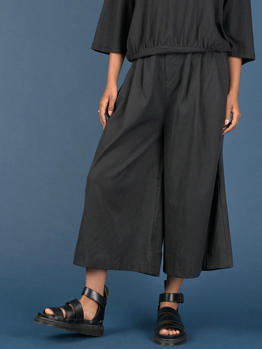 Cropped Wide Leg Tencel® Trousers with Back Pockets - Forgotten Tribes