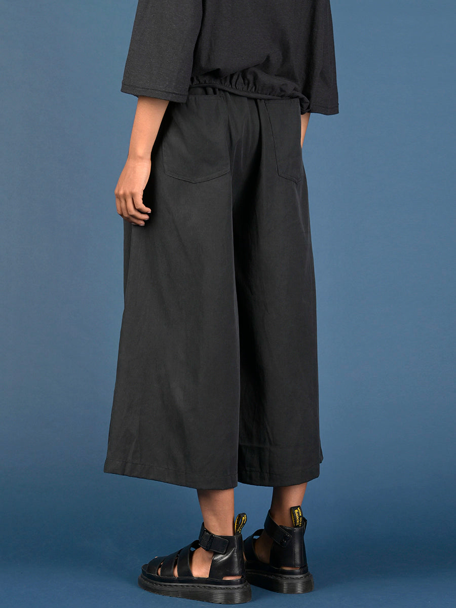 Cropped Wide Leg Tencel® Trousers with Back Pockets - Forgotten Tribes