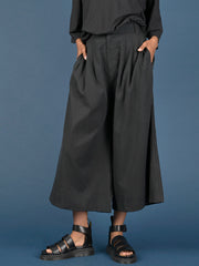 Cropped Wide Leg Tencel® Trousers with Back Pockets - Forgotten Tribes