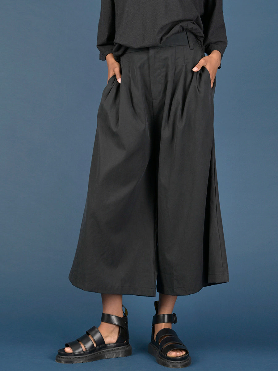 Cropped Wide Leg Tencel® Trousers with Back Pockets - Forgotten Tribes