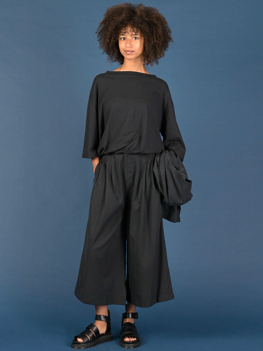 Cropped Wide Leg Tencel® Trousers with Back Pockets - Forgotten Tribes
