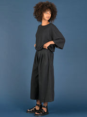 Cropped Wide Leg Tencel® Trousers with Back Pockets - Forgotten Tribes