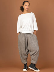 Oatmeal Textured Wool Harem Pants - Low Crotch - Forgotten Tribes
